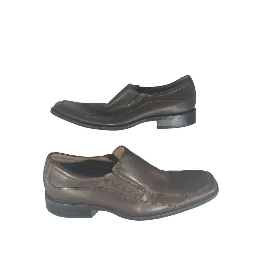 GH Bass Francisco Loafers 10.5M Brown Leather Square Toe Dress Shoes 2430-200